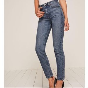 Reformation High Rise Cigarette Distressed Jeans